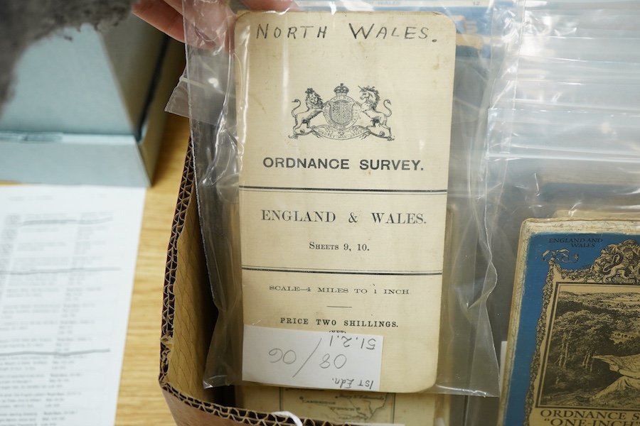 A collection of Ordnance Survey maps, including; One Inch series, Fifth Relief Edition, Tourist Map series, Quarter-inch series, etc. (2 boxes)